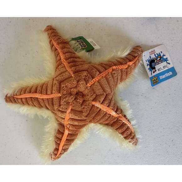 2 Wild Republic stuffed starfish plush realistic TAG green orange 2014 Cuddlekin - Picture 6 of 16
